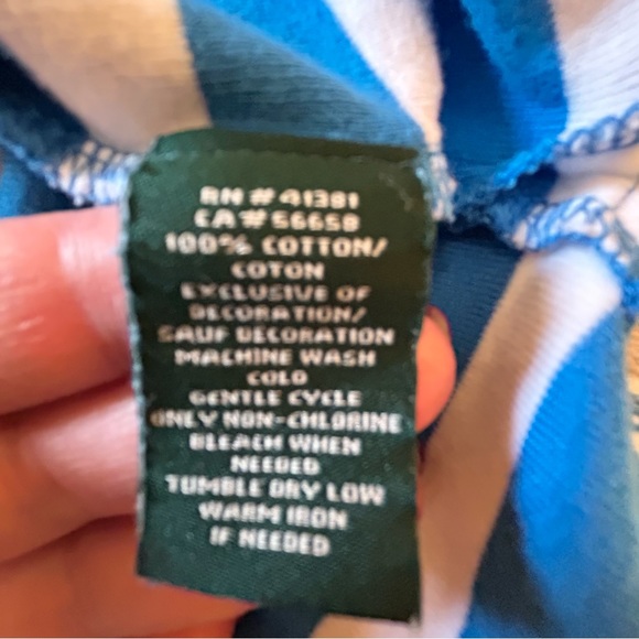 Lauren Ralph Lauren turquoise blue and white striped roll short sleeve Size 2X - Picture 7 of 8